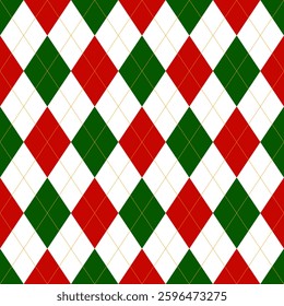 Argyle pattern of geometric rhombus. Harlequin design. Classic diamond shaped textile material for gift wrapping paper, socks, sweater, jumper, other modern textile or paper design.