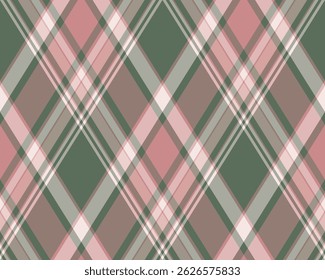 Argyle pattern of geometric rhombus. Harlequin check wallpaper design. Classic diamond shaped textile material for web background, print fabric clothing, sweater, wrapping paper, gift card, invitation