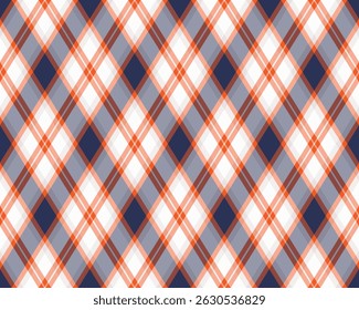 Argyle pattern of geometric rhombus. Harlequin check wallpaper design. Classic diamond shaped textile material for web background, print fabric clothing, sweater, wrapping paper, gift card, invitation