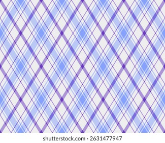 Argyle pattern of geometric rhombus. Harlequin check wallpaper design. Classic diamond shaped textile material for web background, print fabric clothing, sweater, wrapping paper, gift card, invitation