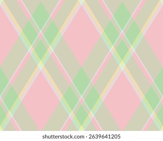 Argyle pattern of geometric rhombus. Harlequin check wallpaper design. Classic diamond shaped textile material for web background, print fabric clothing, sweater, wrapping paper, gift card, invitation