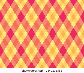 Argyle pattern of geometric rhombus. Harlequin check wallpaper design. Classic diamond shaped textile material for web background, print fabric clothing, sweater, wrapping paper, gift card, invitation
