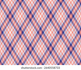 Argyle pattern of geometric rhombus. Harlequin check wallpaper design. Classic diamond shaped textile material for web background, print fabric clothing, sweater, wrapping paper, gift card, invitation
