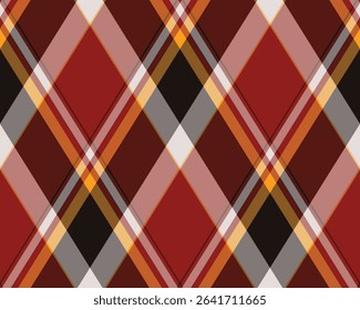 Argyle pattern of geometric rhombus. Harlequin check wallpaper design. Classic diamond shaped textile material for web background, print fabric clothing, sweater, wrapping paper, gift card, invitation