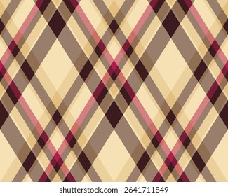 Argyle pattern of geometric rhombus. Harlequin check wallpaper design. Classic diamond shaped textile material for web background, print fabric clothing, sweater, wrapping paper, gift card, invitation