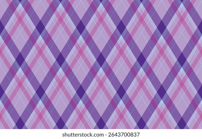 Argyle pattern of geometric rhombus. Harlequin check wallpaper design. Classic diamond shaped textile material for web background, print fabric clothing, sweater, wrapping paper, gift card, invitation