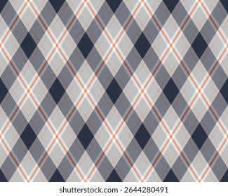Argyle pattern of geometric rhombus. Harlequin check wallpaper design. Classic diamond shaped textile material for web background, print fabric clothing, sweater, wrapping paper, gift card, invitation