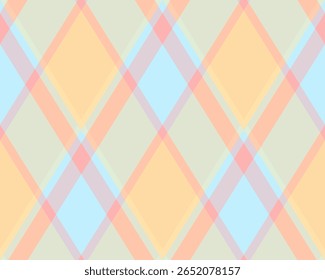 Argyle pattern of geometric rhombus. Harlequin check wallpaper design. Classic diamond shaped textile material for web background, print fabric clothing, sweater, wrapping paper, gift card, invitation