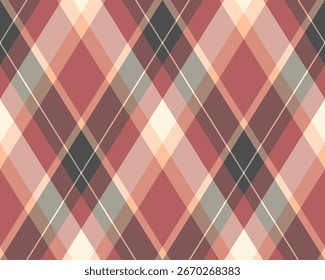 Padrão de Argyle de losango geométrico. Harlequin verificar papel de parede design. Material têxtil em forma de diamante clássico para fundo da web, impressão de roupas de tecido, suéter, papel de embrulho, cartão de presente, convite