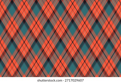 Argyle-Muster von geometrischen Rhombus. Harlequin Check Tapete Design. Klassisches diamantförmiges Textilmaterial für Webhintergrund, Stoffdruck Kleidung, Pullover, Einwickelpapier, Geschenkkarte, Einladung