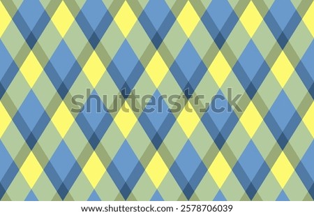 Argyle pattern of geometric rhombus. Harlequin check wallpaper design. Classic diamond shaped textile material for web background, print fabric clothing, sweater, wrapping paper, gift card, invitation