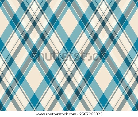 Argyle pattern of geometric rhombus. Harlequin check wallpaper design. Classic diamond shaped textile material for web background, print fabric clothing, sweater, wrapping paper, gift card, invitation