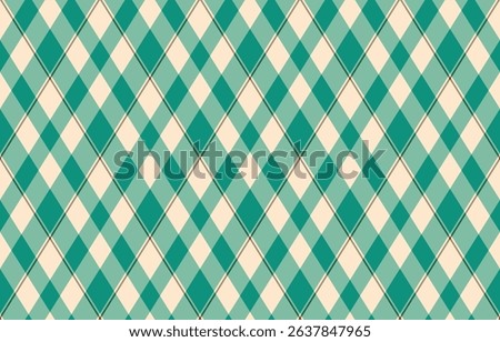Argyle pattern of geometric rhombus. Harlequin check wallpaper design. Classic diamond shaped textile material for web background, print fabric clothing, sweater, wrapping paper, gift card, invitation