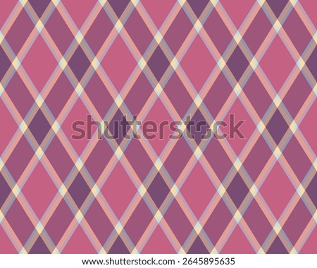 Argyle pattern of geometric rhombus. Harlequin check wallpaper design. Classic diamond shaped textile material for web background, print fabric clothing, sweater, wrapping paper, gift card, invitation