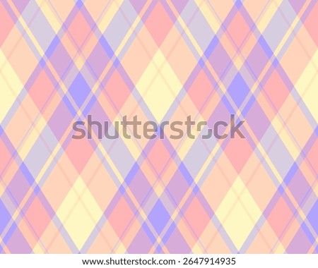 Argyle pattern of geometric rhombus. Harlequin check wallpaper design. Classic diamond shaped textile material for web background, print fabric clothing, sweater, wrapping paper, gift card, invitation
