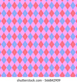 Argyle pattern in pink color scheme. Sweater texture, vector art illustration