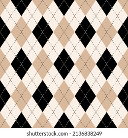 Patrón argla impreso en beige, marrón, negro. Gráfica vectorial de costura geométrica neutra para papel de regalo, calcetines, suéter, saltador, otros modernos diseños de textil o papel de verano otoño de primavera.