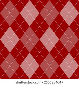 Argyle pattern  red of geometric rhombus. Harlequin design. Classic diamond shaped textile material for gift wrapping paper, socks, sweater, jumper, other modern textile or paper design.