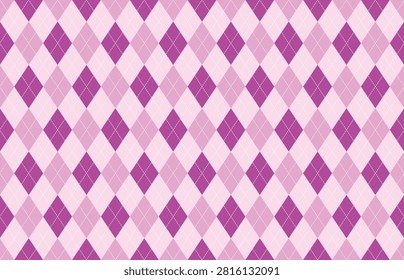 Argyle pattern seamless background in magenta and orchid pink for feminine fashion and retro sweater design