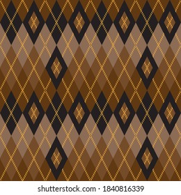 Argyle pattern seamless composed of diamonds of various colors on a plain background, used in knitted garments such as sweaters and socks. Fabric texture background. Vector.