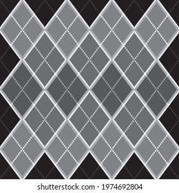 Argyle pattern seamless composed of diamonds of various colors. Used in knitted garments such as sweaters and socks. Vector graphics printing on fabrics, shirts, textiles and tablecloth.
