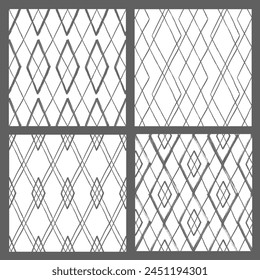 Motifs argileux des coups de pinceau. Ensemble d'arrière-plans diamant de Image vectorielle . Des ornements irréguliers harmonieux. Images traditionnelles en tissu peint. Motif de grand-père. Collection des motifs rétro
