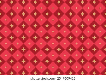 Argyle plaid Christmas pattern. Traditional Scottish ornament. Background with lozenge diamonds and octagonal stars. Fabric texture.