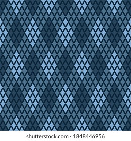 Argyle plaid pattern simplicity concept monochrome blue diamond motif. Simple geo allo ver print block for textile, fashion garment, decoupage paper, patchwork fabric, wrapping cloth, polo t shirt