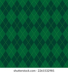 Argyle and plaid seamless pattern, set with emerald green. High quality precise seamless pattern. Vector illustration.