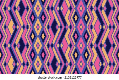 Argyle rhombus ethnic tribal motifs vector geometric pattern. Mosaic chevron texture peruvian ornament. Textile repeat pattern. Interior modern decor ornament. Ethnic ornamental motif