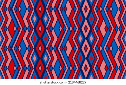 Argyle rhombus ethnic tribal motifs vector geometric pattern. Embroidery batik patchwork german ornament. Fabric repeating pattern. Interior decor bohemian ornament. Ikat tribal design.