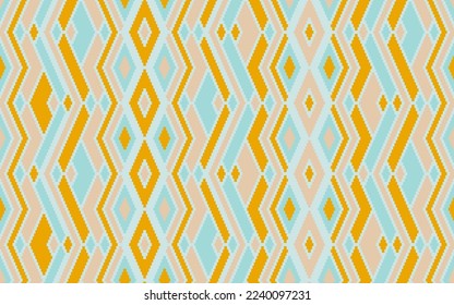 Argyle rhombus ethnic tribal motifs vector geometric pattern. Embroidery batik patchwork american ornament. Rug repeating pattern. Fashion vintage ornament. Cute background.