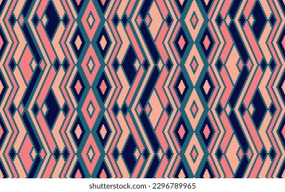 Argyle rhombus ethnic tribal motifs vector geometric pattern. Mosaic chevron texture pagan ornament. Carpet repeat pattern. Fashion flat ornament. Ikat tribal design.
