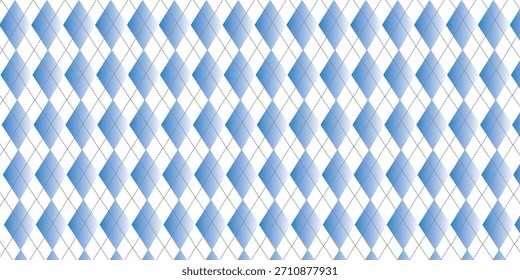 Argyle rhombus padrão sem costura. Textura xadrez de Natal com linha de prata. Padrão abstrato de diamante geométrico azul. Homens e meninos design embrulhar bg. Ilustração vetorial isolada em fundo branco.eps10