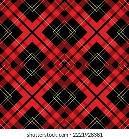 Argyle Seamless Buffalo Plaid check pattern. Lumberjack buffalo plaid pattern vector on colorful background for fabric and textile printing, wrapping paper, clothing print. Rhombus striped ornaments.