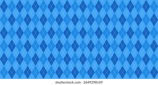 Argyle Padrão geométrico contínuo. Diamantes azuis com linha pontilhada fina. Feliz Dia dos Pais. Para o convite do Menino do Bebê ou Little Man, cartões de saudação, roupas masculinas, papel de parede 