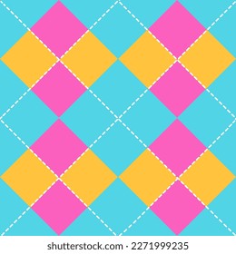 Argyle Seamless pattern. Bright pink and blue background for wallpaper, paper, web page background, blankets, wrapping paper, print, fabric or textile, card