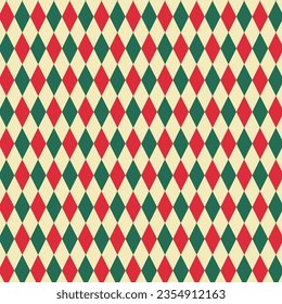 Argyle seamless pattern in Christmas color theme.Diamond shape repeat pattern.Rhombus pattern vector illustration design for fabric and print.