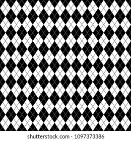 Argyle Seamless Pattern - Classic and clean black and white argyle