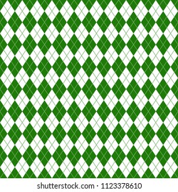 Argyle Seamless Pattern - Classic and clean green and white argyle
