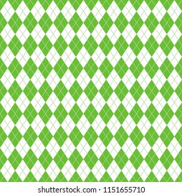 Argyle Seamless Pattern - Classic and clean lime green and white argyle