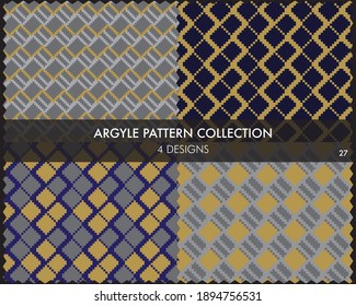 Argyle seamless pattern collection includes 4 design swatches for fashion textiles, knitwear and graphics