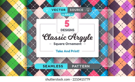 Argyle Seamless Pattern, Fabric Texture Background, Textile Wallpaper