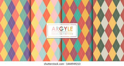 Argyle seamless pattern set, Decorative wallpaper.