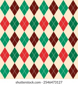 Argyle seamless pattern.Seamless geometric pattern for Christmas.Colorful harlequin repeat pattern.Vector graphic illustration texture background for textile and prints.