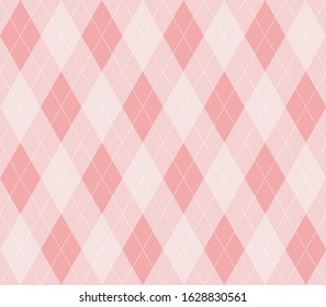 Argyle seamless plaid pattern with pink colors. Print for cloth design, textile, fabric, wallpaper, wrapping paper, tile, packaging, background, decor. Valentine's day plaid pattern