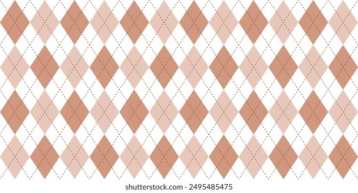 Argyle texture. Beige white argyle vector pattern. Seamless retro clothing print design. Argyle background.