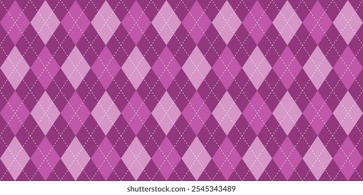 Argyle texture. Purple argyle vector pattern. Seamless retro clothing print design. Argyle background.