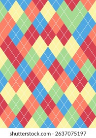Argyle traditional vector pattern.Seamless geometric illustration pattern.Scotland argyll intarsia pastel element style .Design for fabric clothing,sweater,socks,wrapping,tablecloth,blanket,decoration