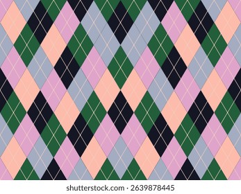 Argyle traditional vector pattern.Seamless geometric illustration pattern.Scotland argyll intarsia pastel element style .Design for fabric clothing,sweater,socks,wrapping,tablecloth,blanket,decoration
